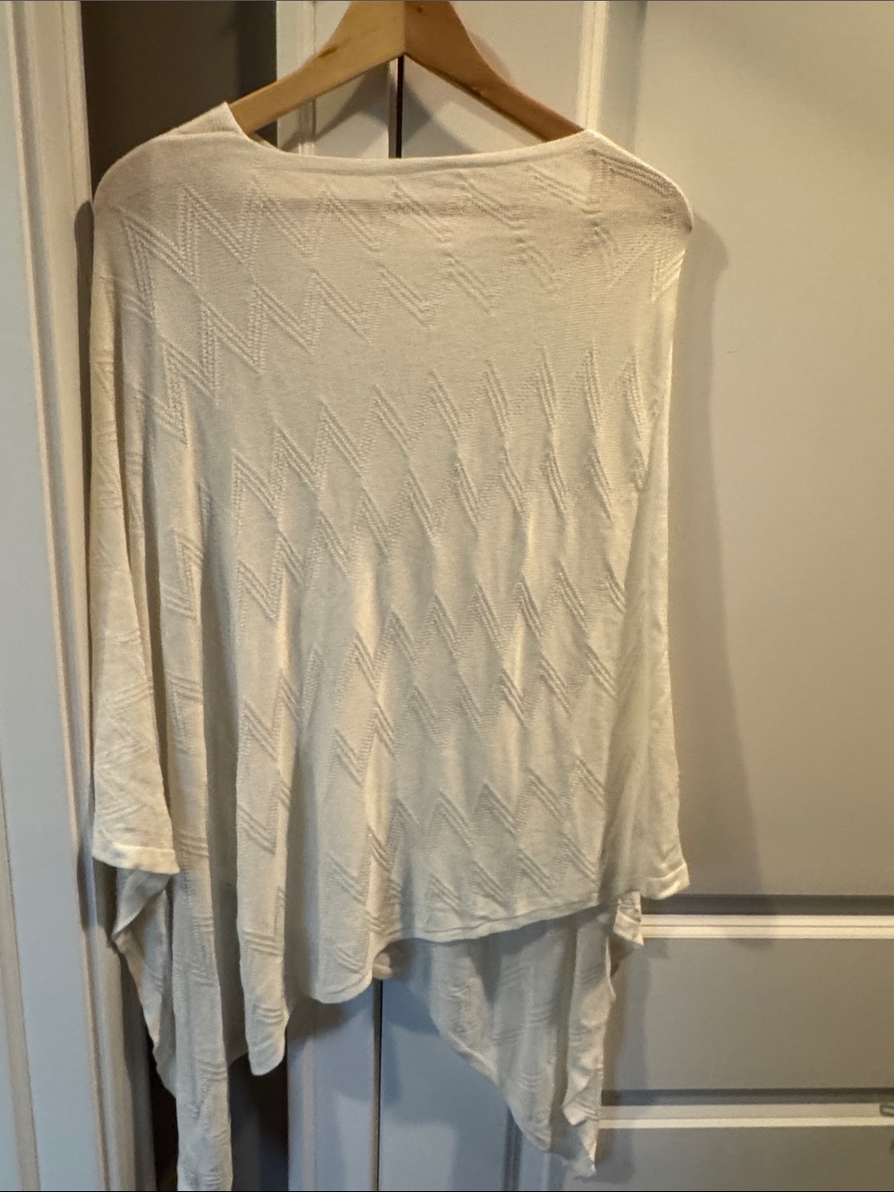 Light Cream Knit Poncho Wrap - Women's Draped Sweater